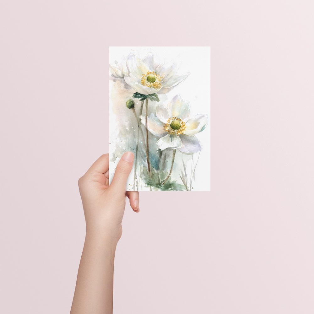 Watercolor Anemone Flowers Wall Art Illustration Print Poster Unframed - Picture 4 of 9